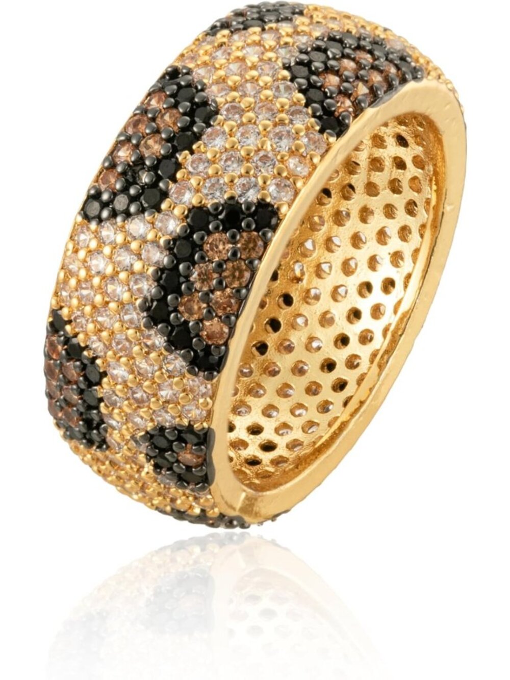 Gold Plated Leopard Ring for Women Leopard Cubic Zirconia Statement Rings for